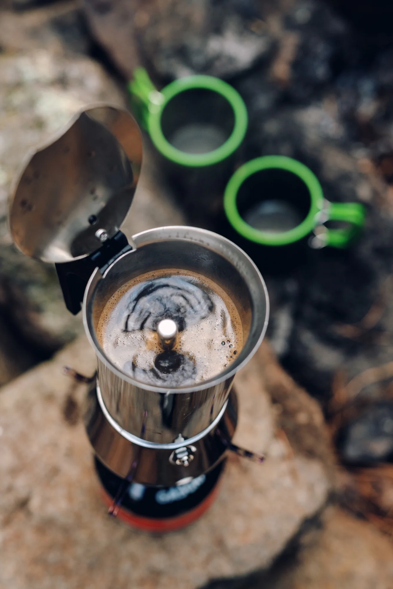 Outdoor coffee equipment photographed in use near Christchurch